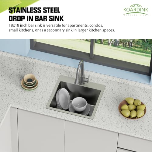 18x18 In Drop In Kitchen And Bar Sink (18x18 Stainless)