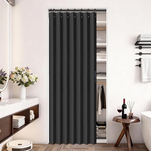 Closet Door Curtain Room Divider Drapes (Black / 39"W x 78"L (Pack of 1))