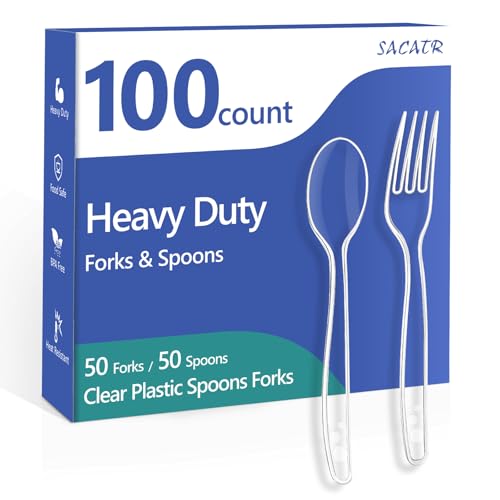 100 Count Clear Plastic Silverware Heavy Duty (Clear)