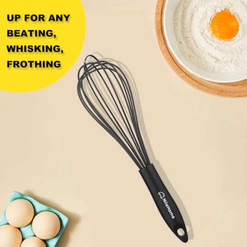 Silicone Whisk 10" Kitchen Whisk for Cooking (Black / 1-Pack)