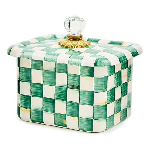 Enamel Recipe Box (Emerald Check)