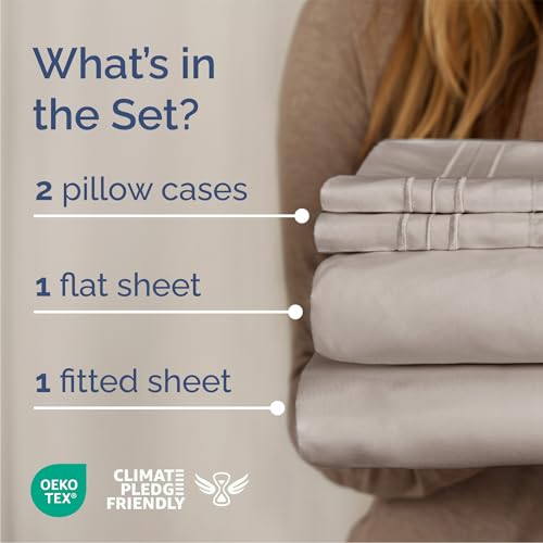 Queen Size 4 Piece Sheet Set (03 - Light Grey / Queen)