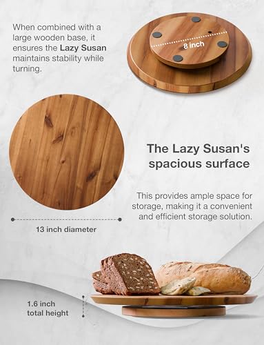 10" Wooden Lazy Susan Organizer for Cabinet