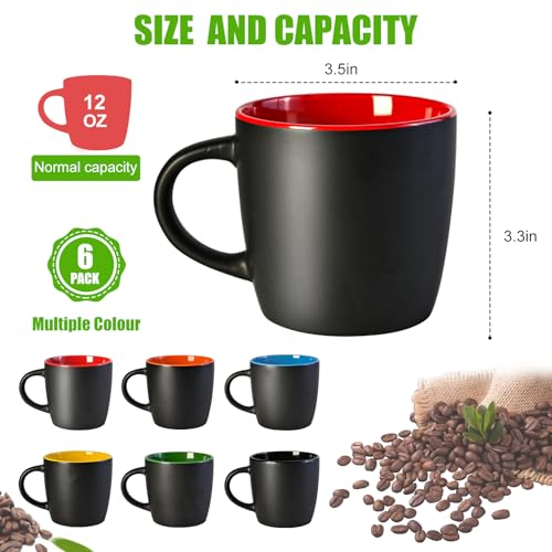 11oz ceramic Coffee Mug Sets Matte Black Porcelain Mug Multiple colors Cups for Coffee (11oz)
