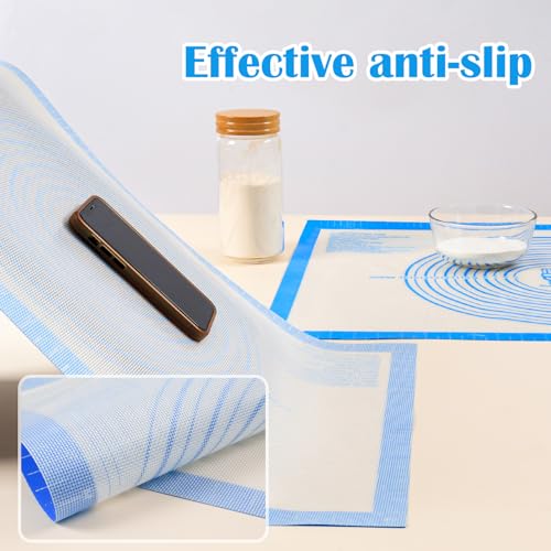 Nonstick Silicone Pastry Mat Extra Large with Measurements Dough Baking Mat (Blue / 28"L x 20"W)