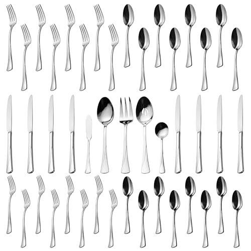 Alice 45 Piece Silverware Set Stainless Steel Flatware Set (Silver / 45 pieces for 8)