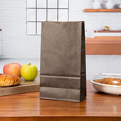 Bag Tek 6lb Paper Bags 100 Disposable Lunch Bags (6 lb / Black)