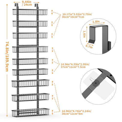 9 Tier Over The Door Pantry Organizer (Black / 9-Tier)