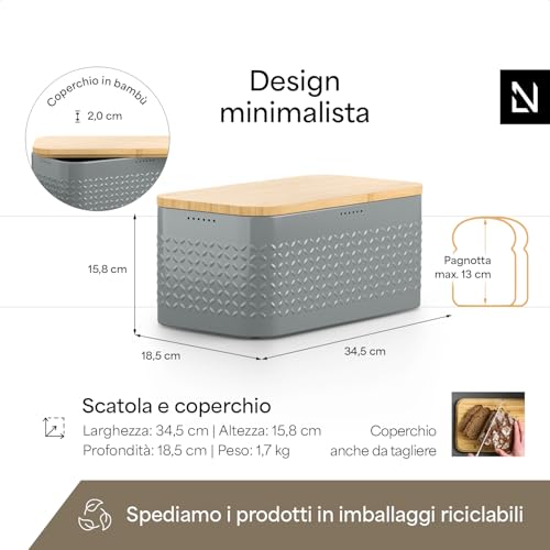 Bread Box for Kitchen Countertop (Ash Gray)