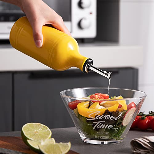 Sweejar Ceramic Olive Oil Dispenser Bottle (15.5 oz, Set of 1 / Yellow)