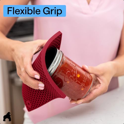 BPA Free Silicone Oven Mitts and Pot Holders Set (Red / 12.5" Oven Mitts + 7" Trivets)
