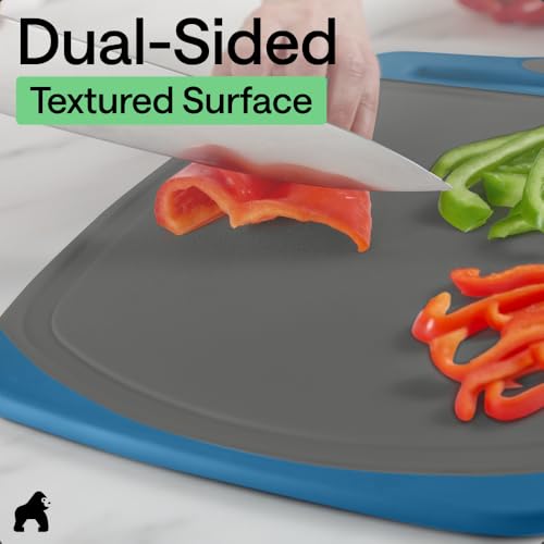 BPA Free Reversible Kitchen Cutting Board (Gray/Blue / Large (Pack of 3))