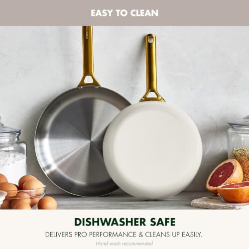 Stainless Steel Tri (10" & 12" Frying Pan Skillet Set / Cream White)