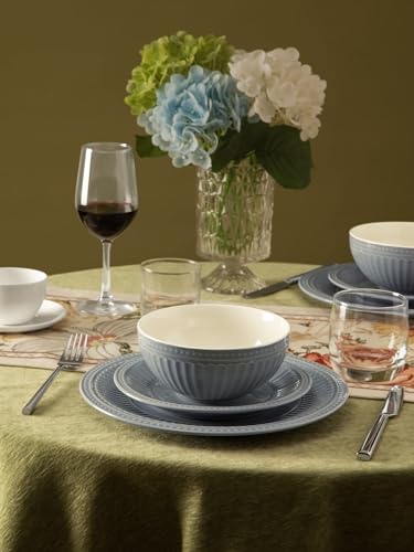 Ceramic Plates and Bowls Sets (Bluish Grey / Service for 4)