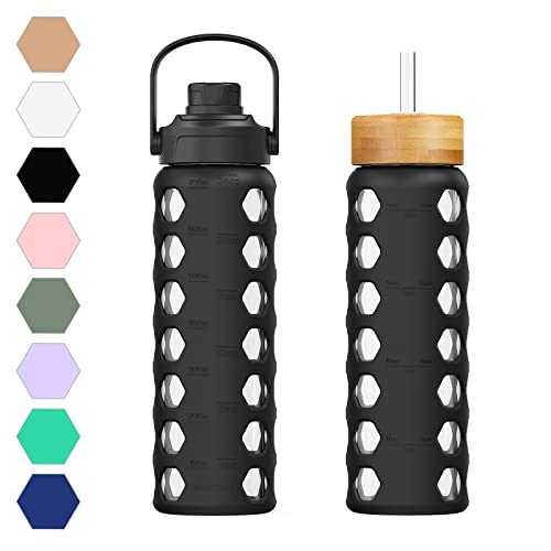 24oz Glass Water Bottle (Black / 24 Ounces)
