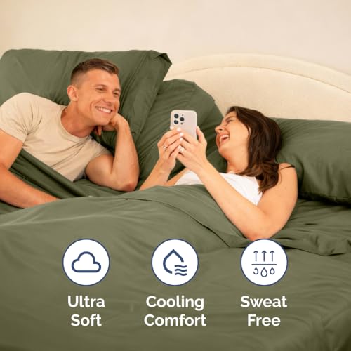 Flex Top Split Head King 4 Piece Sheet Set (15 - Sage Green / Split Head/Flex Top)