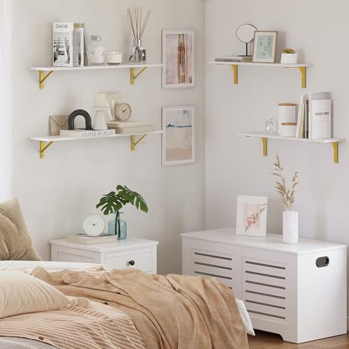 Long Wall Shelves (White and Gold / 31.5 Inch)