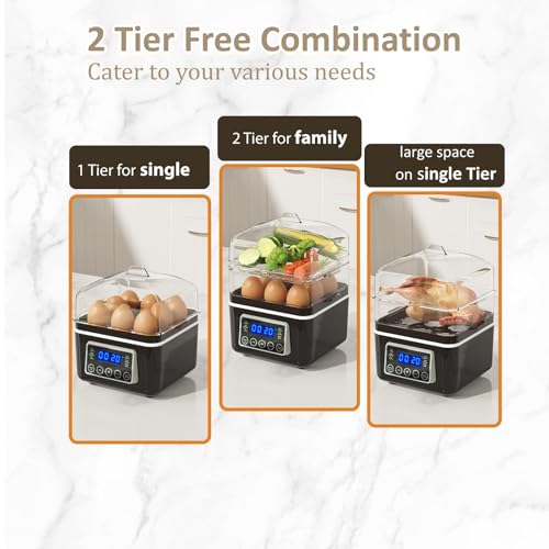 2 Tiers Electric Food Steamer for Cooking