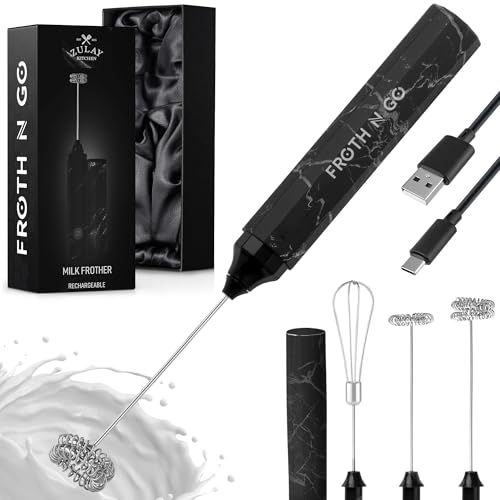 Zulay Froth N Go Milk Frother (Forge Marble / Rechargeable Frother)