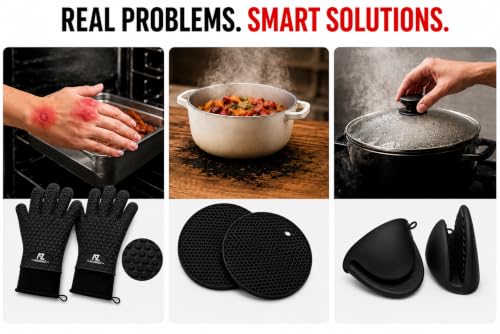 Silicone Oven Gloves (Black)