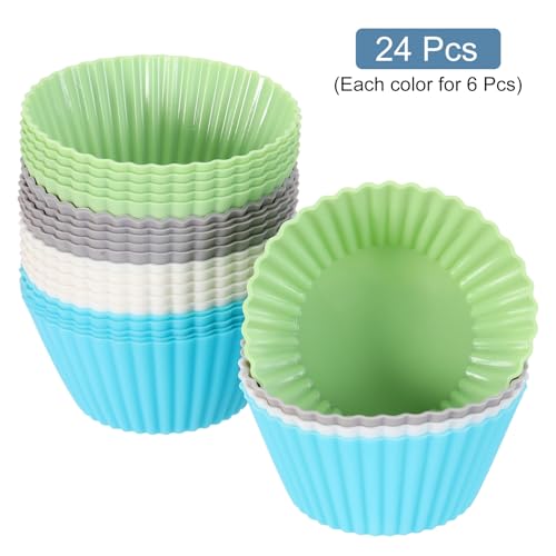 24Pcs Silicone Cupcake Liners (4 Colors / 2.8")