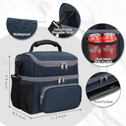 Double Layer Cooler Insulated Lunch Bag Adult Lunch Box Large Tote Bag for Men