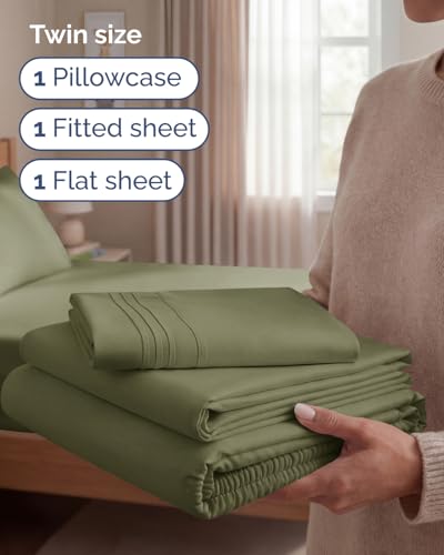 Twin Size 3 Piece Sheet Set (15 - Sage Green / Twin)
