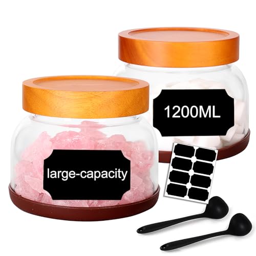 2 Pack Striped Borosilicate Glass Airtight Canisters (0.32 Gallon (Strew 2 pack))