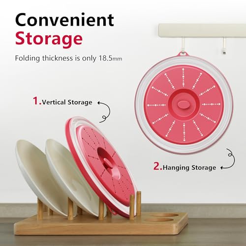 Microwave Splatter Cover Vented for Food with Hook Hole (Red / M(11"x3.26")-Pack of 1)