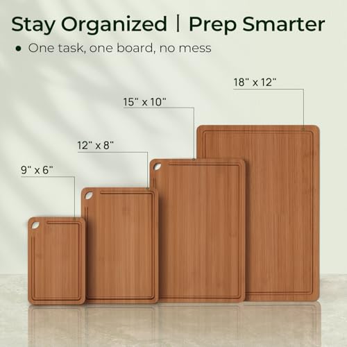 Wood Cutting Board 4 (4-Piece / Carbonized Bamboo (Brown))