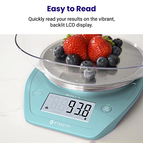 Food Kitchen Scale with Bowl (Bright Blue / 11lb / 11lb)