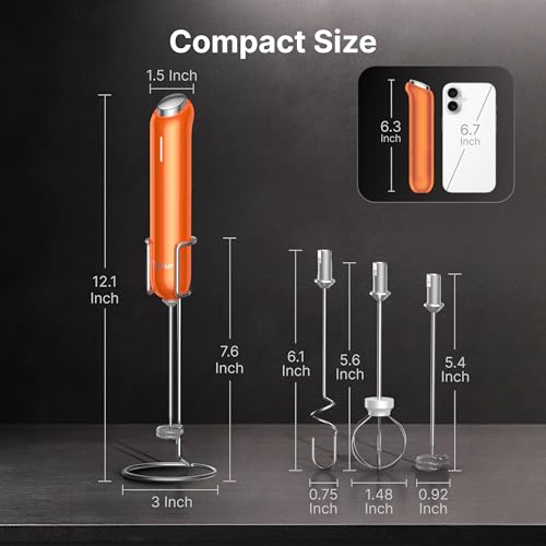 InstaWhisk Milk Frother with Variable Speed (Orange / Rechargeable)