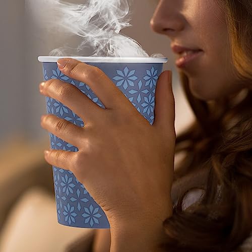 210 Pack Paper Cups 16 oz Bulk Disposable Coffee Cups Navy Floral (Navy / 16 oz-210)