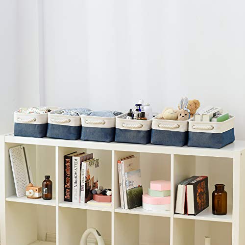 Storage Basket for Organizing (White&Blue / Small (Pack of 6))
