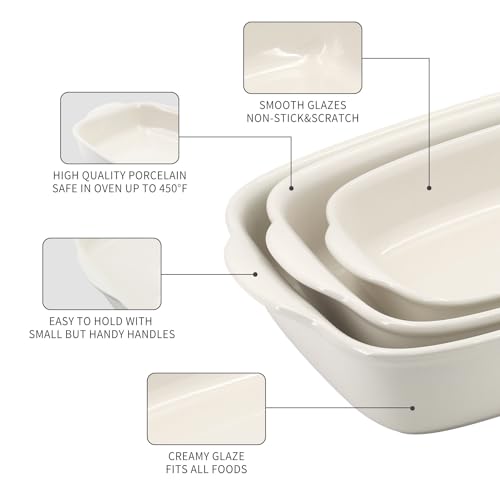 Ceramic Baking Dishes Set of 3 (OffWhite)