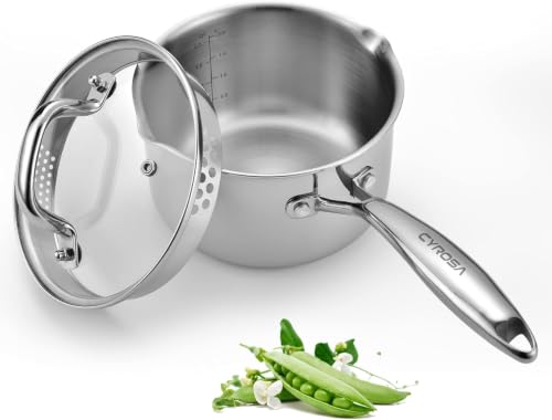 Stainless Steel Saucepan with Tempered Glass Lid (1.0 QT)