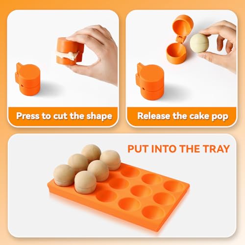 2 Pack Round Sphere Cake Pop Mold Press with Tray Set (Mold and tray)