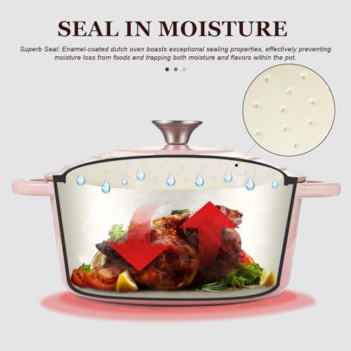 Enameled Cast Iron Dutch Oven (5.5 Quart / Pink)