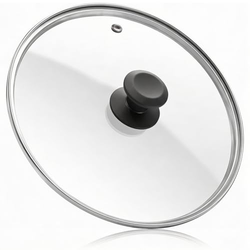 12 In Glass Lid for Frying Pan (12 in / Black / Round)