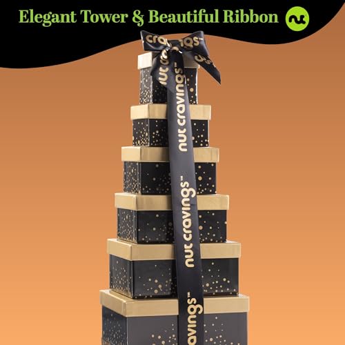 Rosh Hashana Gift Dried Fruit & Nuts Tower (4. Black & Gold - 6 Tier Tower)