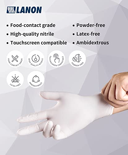 LANON Food Safe White Disposable Nitrile Gloves (Medium (Pack of 100))
