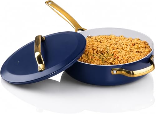 4 Qt Deep Saute Pan with Lid (Navy Cream / 4 Qt)