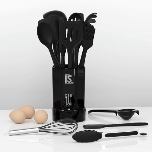 Silicone Cooking Utensils Set (Black)