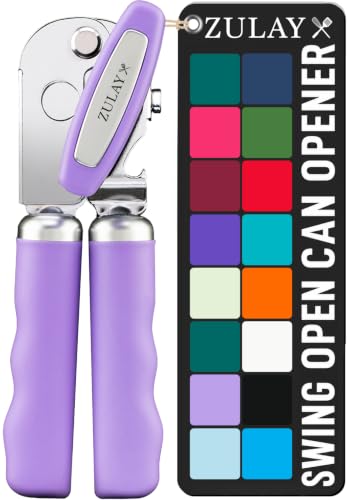Stainless Steel Swing Open Manual Can Opener Comfortable Grip (Lavender / Swing Open)
