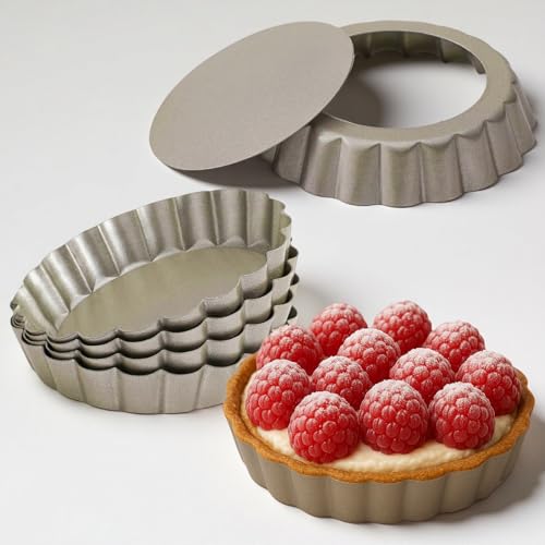 4 Inch Mini Quiche Pans Gold 6 Pack. Egg Tart Molds w (4*0.8IN)