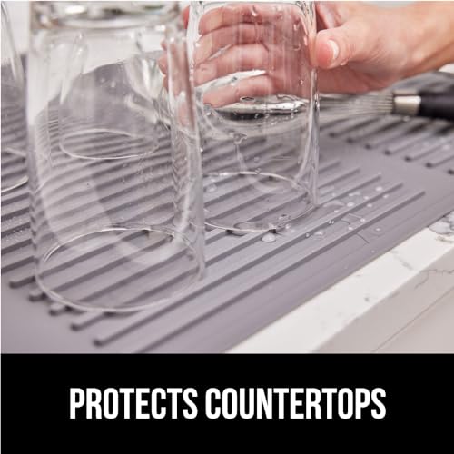 Patented BPA Free Silicone Dish Drying Mat (13" x 11" / Silicone / Gray)
