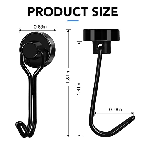 Magnetic Hooks Magnet Hook for Cruise Cabins Fridge 30LBS 12Pack (Black / 0.63in)