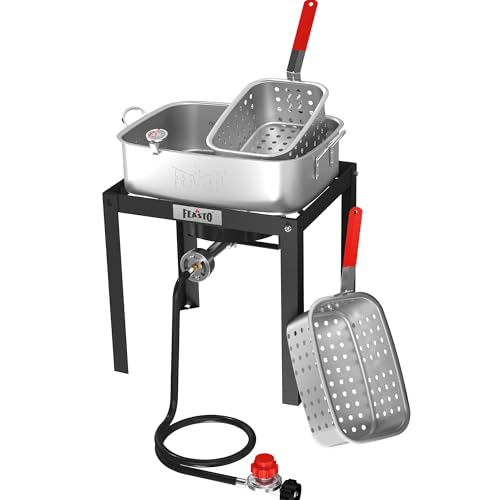 18 QT Propane Fish Fryer Pot and Baskets for Outdoor Cooking (18 QT)