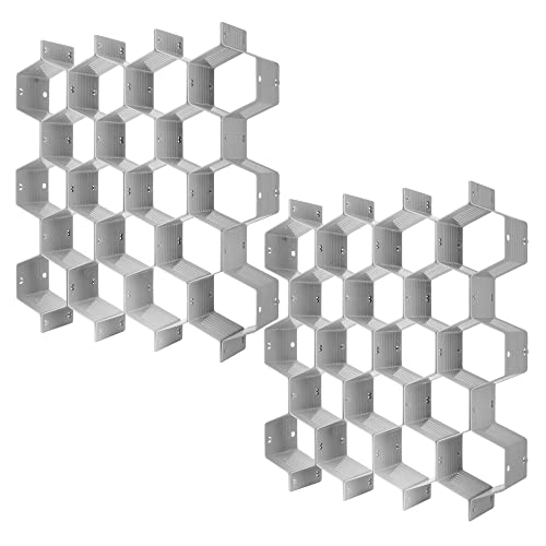 Drawer Divider Organizer DIY Plastic Grid Honeycomb Drawer Divider Gray 2 Pack (Gray(2pack))