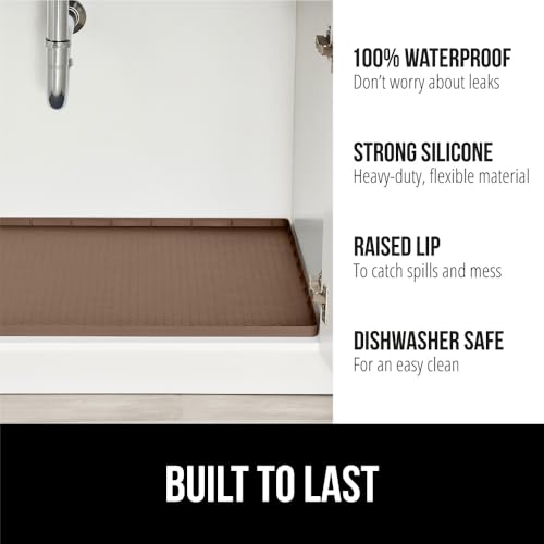 Waterproof Silicone Under Sink Mat (Coffee / 15"w X 22"l)